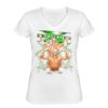 Playera Dama: Algodón Peinado Cuello V Miniatura